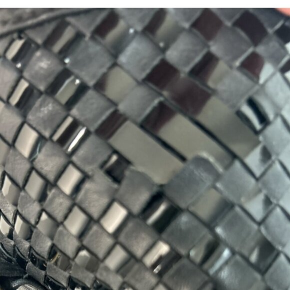 Vintage Ganson Black Leather Woven Handbag | Made in Hong Kong - Picture 12 of 12